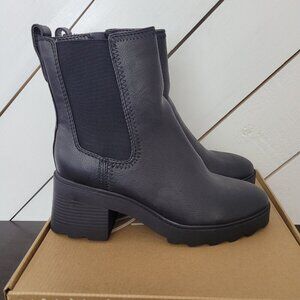 NWT Zodiac Teresa Chelsea Black Ankle Boots Size 11 Womens Faux Leather Chunky